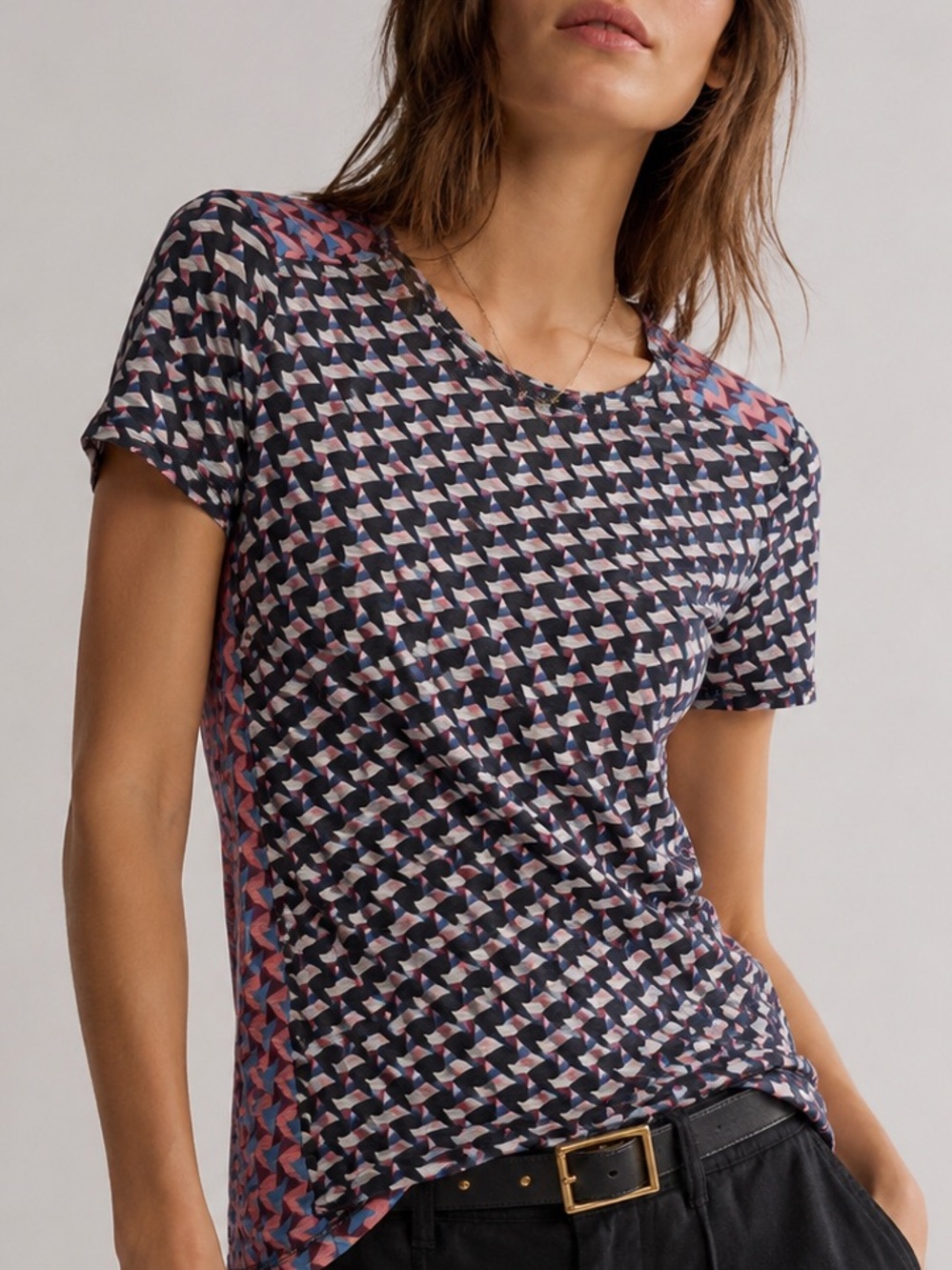 💗 Marc by Marc Jacobs Geometric Print Linen Blend Tee Size Small